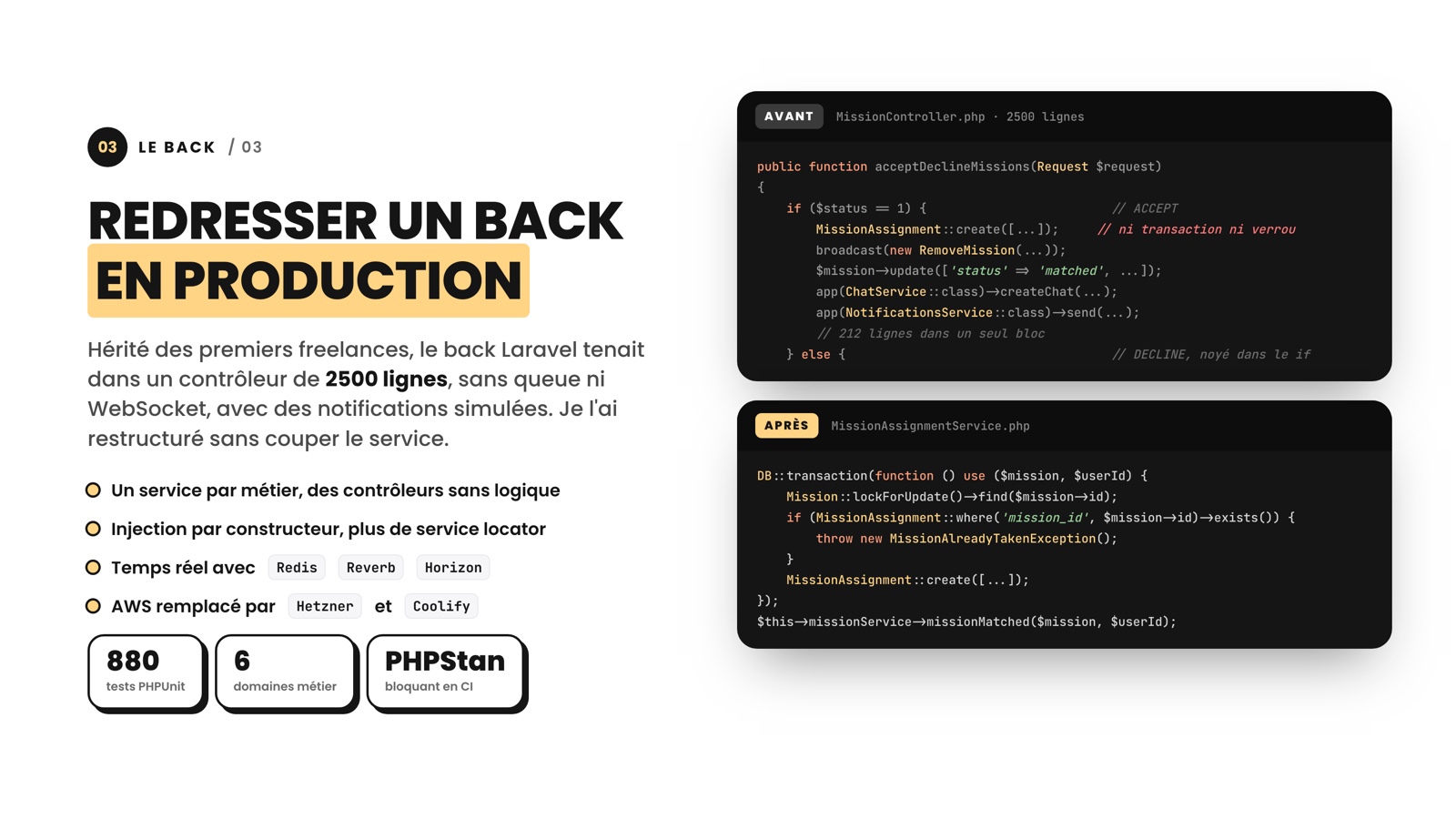 Avant / après du contrôleur de missions